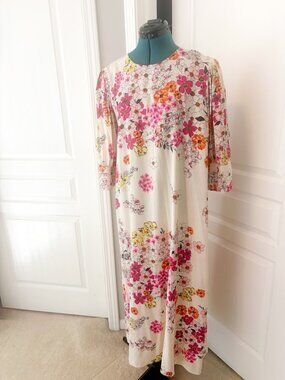 TiMo NWT Cherish 3/4 Puff Sleeve Maxi Multi Color Floral Print